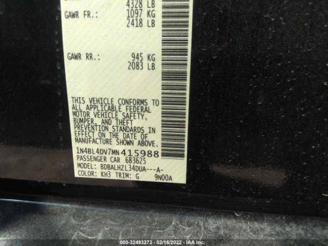 Photo 8 VIN: 1N4BL4DV7MN415988 - NISSAN ALTIMA 