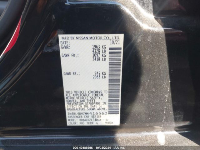 Photo 8 VIN: 1N4BL4DV7MN416560 - NISSAN ALTIMA 