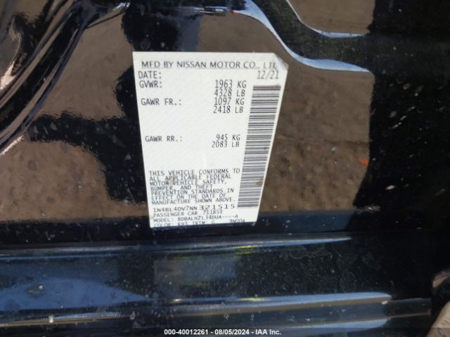 Photo 8 VIN: 1N4BL4DV7NN321515 - NISSAN ALTIMA 