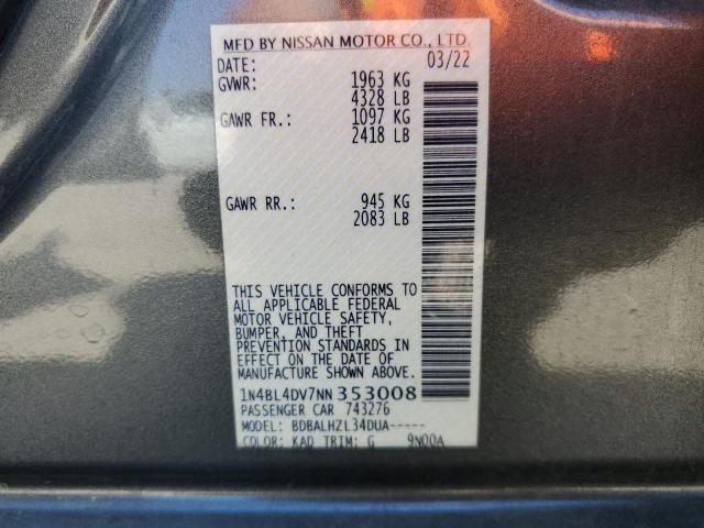 Photo 12 VIN: 1N4BL4DV7NN353008 - NISSAN ALTIMA SV 