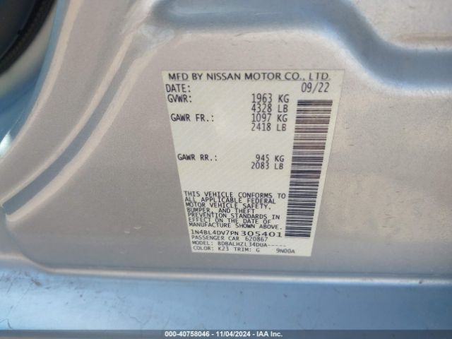 Photo 8 VIN: 1N4BL4DV7PN305401 - NISSAN ALTIMA 