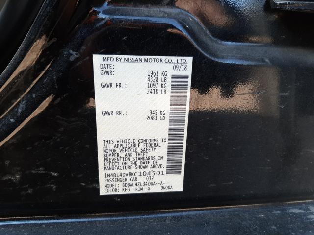 Photo 9 VIN: 1N4BL4DV8KC104501 - NISSAN ALTIMA SV 