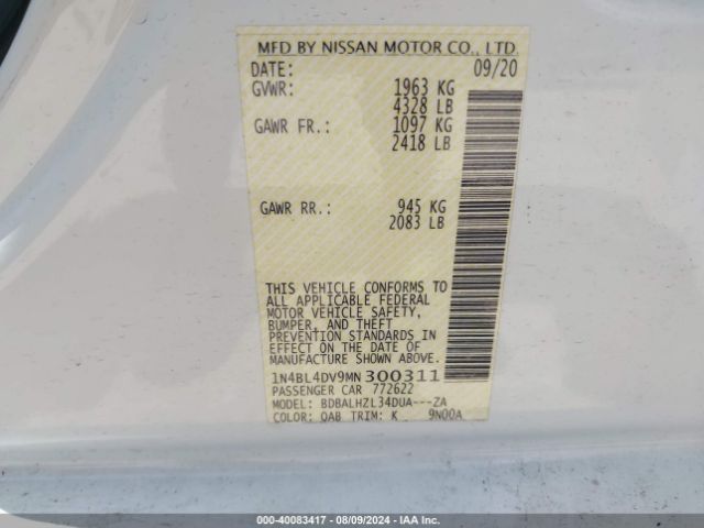 Photo 8 VIN: 1N4BL4DV9MN300311 - NISSAN ALTIMA 