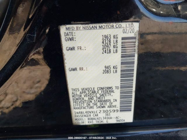 Photo 8 VIN: 1N4BL4DVXLC230599 - NISSAN ALTIMA 