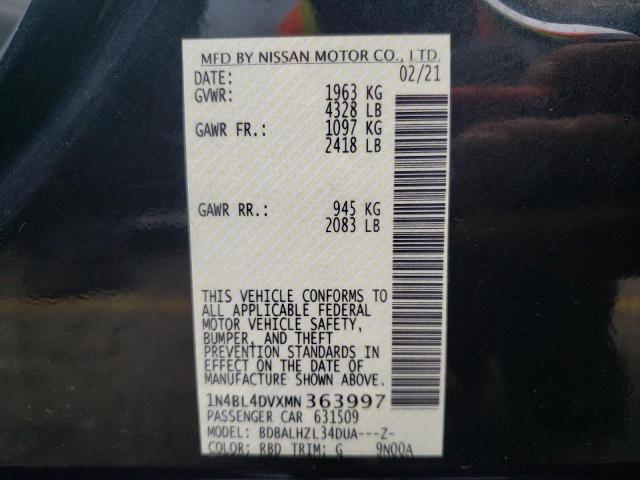 Photo 9 VIN: 1N4BL4DVXMN363997 - NISSAN ALTIMA SV 