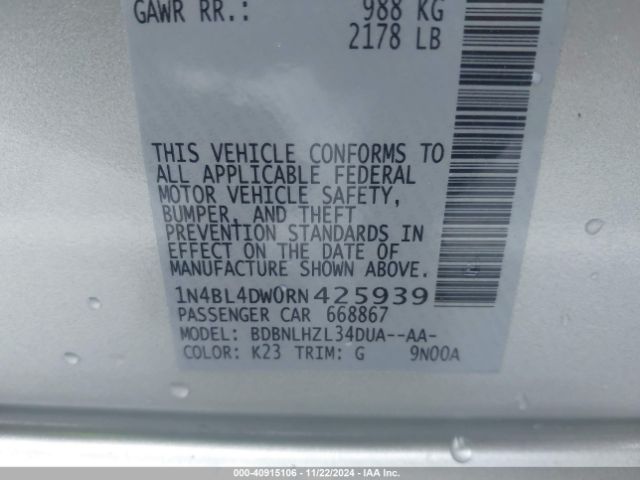 Photo 8 VIN: 1N4BL4DW0RN425939 - NISSAN ALTIMA 