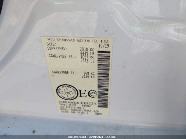 Photo 8 VIN: 1N4BL4DW1LN308524 - NISSAN ALTIMA 