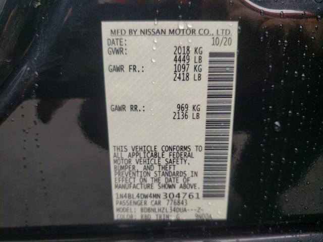 Photo 9 VIN: 1N4BL4DW4MN304761 - NISSAN ALTIMA SV 