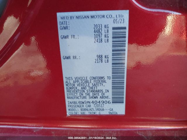 Photo 8 VIN: 1N4BL4DW5PN404906 - NISSAN ALTIMA 