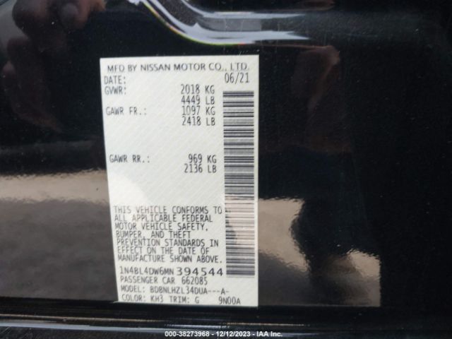 Photo 8 VIN: 1N4BL4DW6MN394544 - NISSAN ALTIMA 