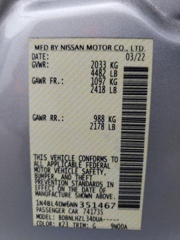 Photo 11 VIN: 1N4BL4DW6NN351467 - NISSAN ALTIMA 