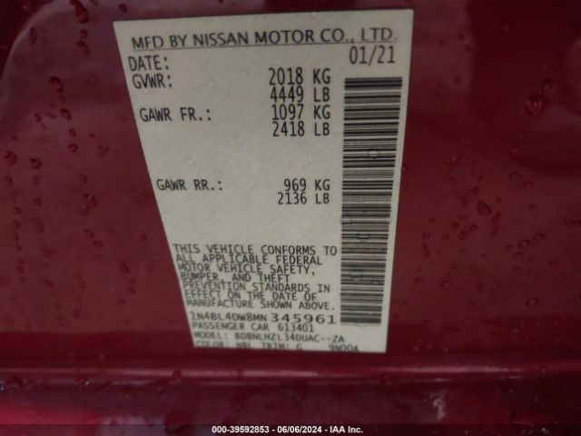 Photo 8 VIN: 1N4BL4DW8MN345961 - NISSAN ALTIMA 