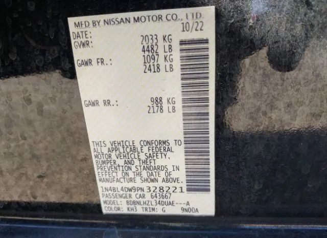 Photo 8 VIN: 1N4BL4DW9PN328221 - NISSAN ALTIMA 