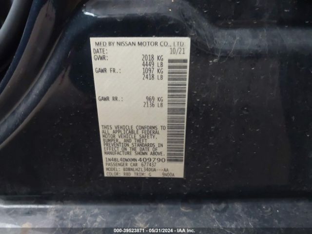 Photo 8 VIN: 1N4BL4DWXMN409790 - NISSAN ALTIMA 