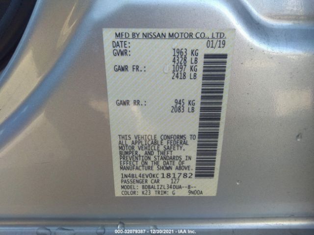 Photo 8 VIN: 1N4BL4EV0KC181782 - NISSAN ALTIMA 