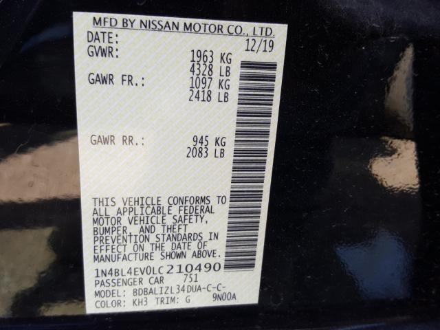 Photo 9 VIN: 1N4BL4EV0LC210490 - NISSAN ALTIMA SL 