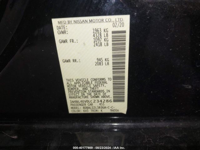 Photo 8 VIN: 1N4BL4EV0LC234286 - NISSAN ALTIMA 