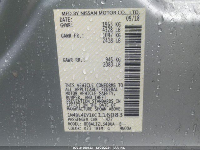 Photo 8 VIN: 1N4BL4EV1KC116083 - NISSAN ALTIMA 