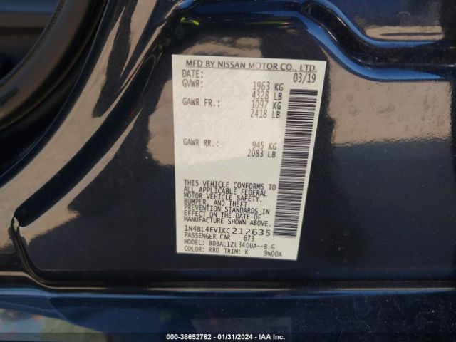 Photo 8 VIN: 1N4BL4EV1KC212635 - NISSAN ALTIMA 