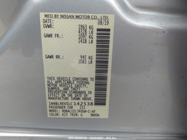 Photo 8 VIN: 1N4BL4EV1LC142538 - NISSAN ALTIMA 