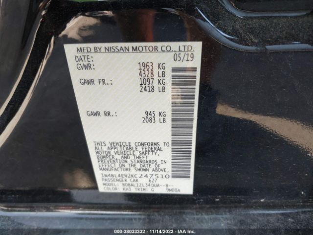 Photo 8 VIN: 1N4BL4EV2KC247510 - NISSAN ALTIMA 