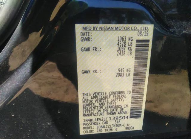 Photo 8 VIN: 1N4BL4EV2LC139504 - NISSAN ALTIMA 