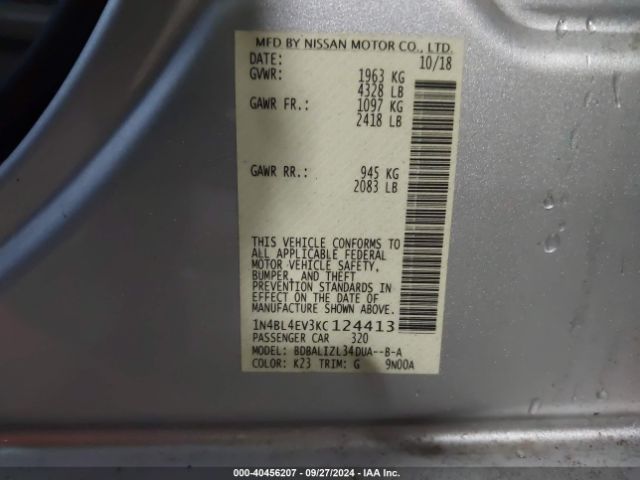 Photo 8 VIN: 1N4BL4EV3KC124413 - NISSAN ALTIMA 