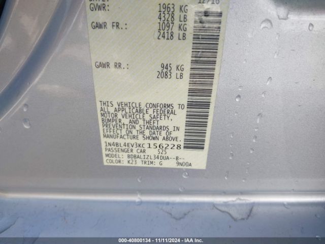 Photo 8 VIN: 1N4BL4EV3KC156228 - NISSAN ALTIMA 