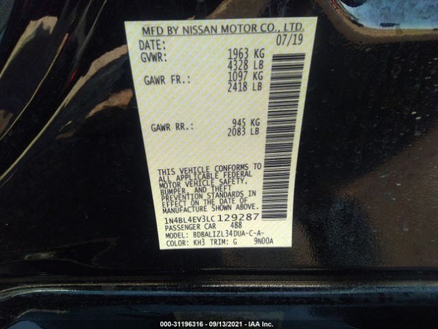 Photo 8 VIN: 1N4BL4EV3LC129287 - NISSAN ALTIMA 