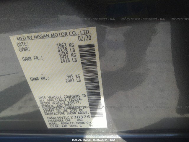 Photo 8 VIN: 1N4BL4EV3LC230376 - NISSAN ALTIMA 