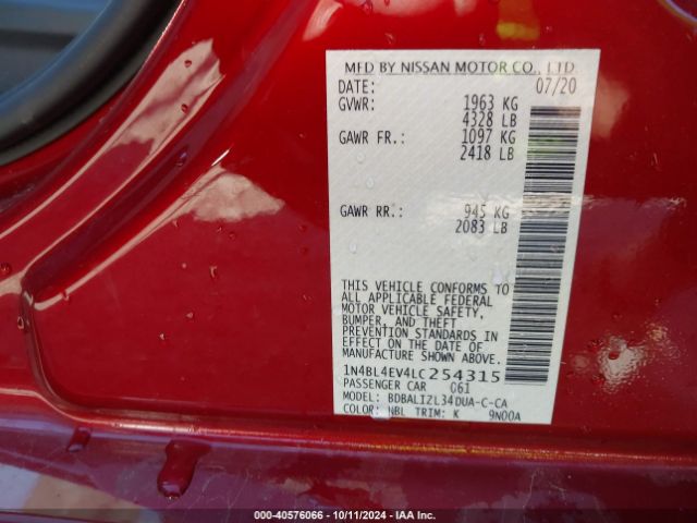 Photo 8 VIN: 1N4BL4EV4LC254315 - NISSAN ALTIMA 