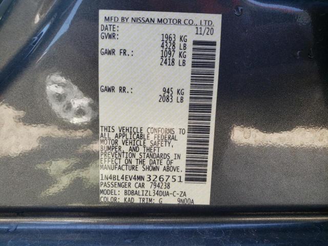 Photo 9 VIN: 1N4BL4EV4MN326751 - NISSAN ALTIMA SL 