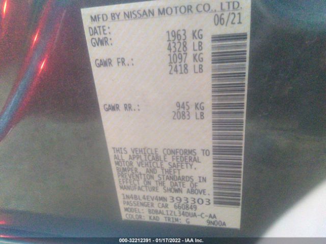 Photo 8 VIN: 1N4BL4EV4MN393303 - NISSAN ALTIMA 