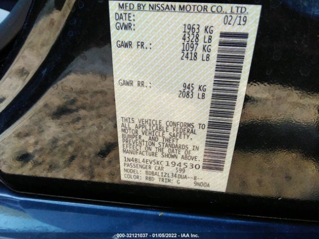 Photo 8 VIN: 1N4BL4EV5KC194530 - NISSAN ALTIMA 