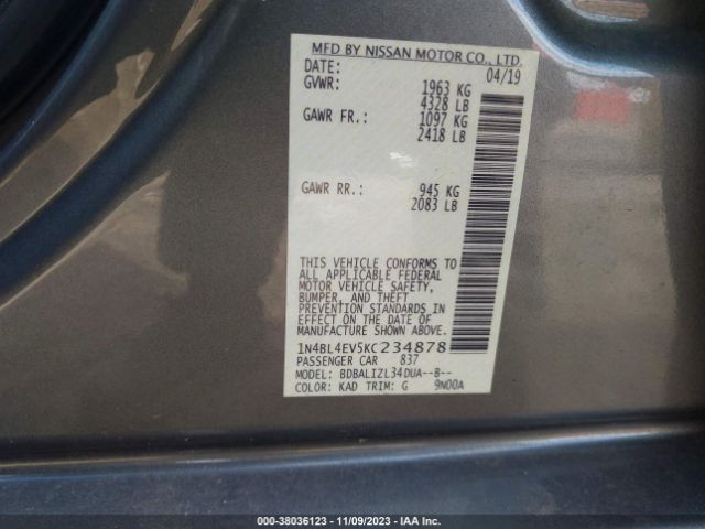 Photo 8 VIN: 1N4BL4EV5KC234878 - NISSAN ALTIMA 