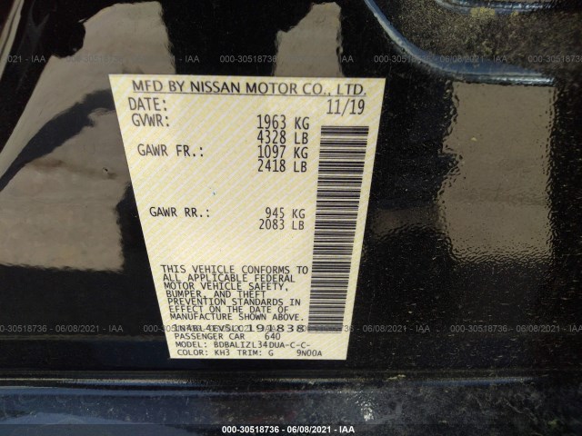 Photo 8 VIN: 1N4BL4EV5LC191838 - NISSAN ALTIMA 