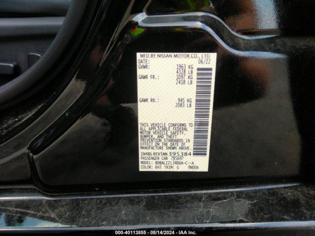 Photo 8 VIN: 1N4BL4EV5NN395384 - NISSAN ALTIMA 