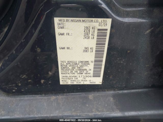 Photo 8 VIN: 1N4BL4EV6KC175906 - NISSAN ALTIMA 