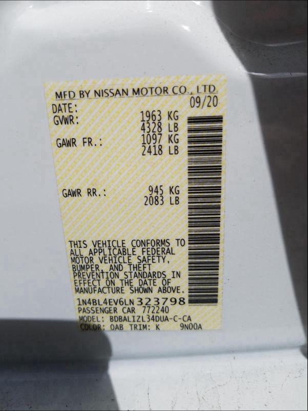 Photo 9 VIN: 1N4BL4EV6LN323798 - NISSAN ALTIMA SL 