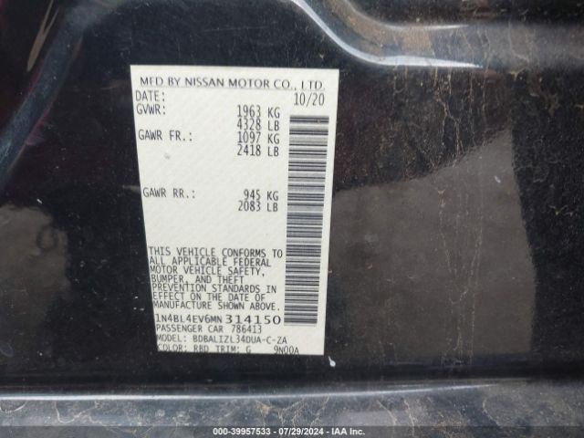 Photo 8 VIN: 1N4BL4EV6MN314150 - NISSAN ALTIMA 