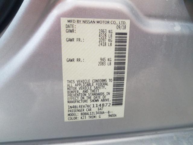 Photo 9 VIN: 1N4BL4EV7KC114872 - NISSAN ALTIMA SL 