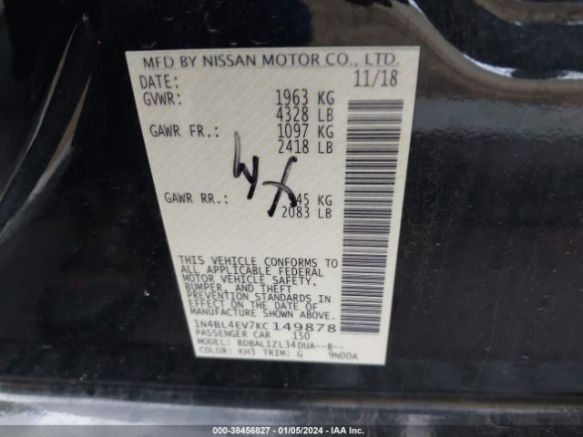 Photo 8 VIN: 1N4BL4EV7KC149878 - NISSAN ALTIMA SL 