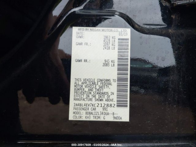 Photo 8 VIN: 1N4BL4EV7KC212882 - NISSAN ALTIMA 