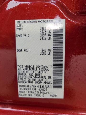 Photo 11 VIN: 1N4BL4EV7NN416381 - NISSAN ALTIMA SL 