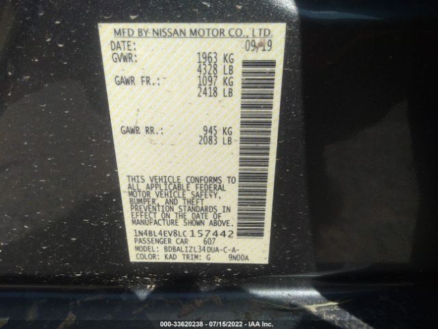 Photo 8 VIN: 1N4BL4EV8LC157442 - NISSAN ALTIMA 