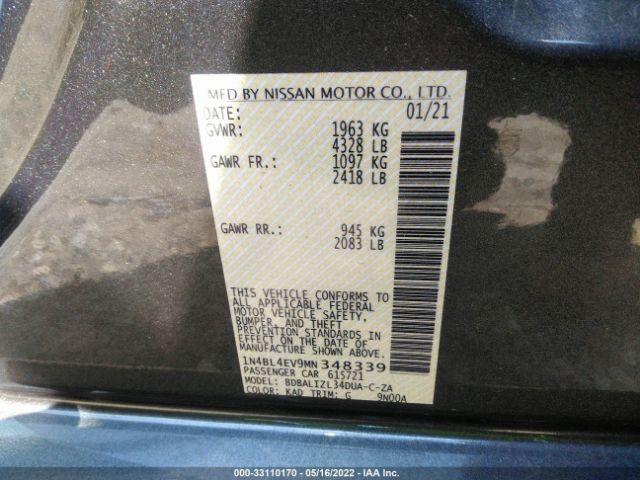 Photo 8 VIN: 1N4BL4EV9MN348339 - NISSAN ALTIMA 