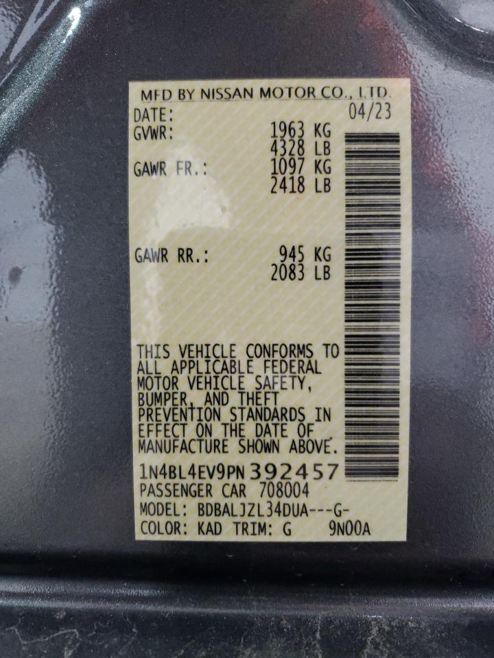 Photo 12 VIN: 1N4BL4EV9PN392457 - NISSAN ALTIMA 