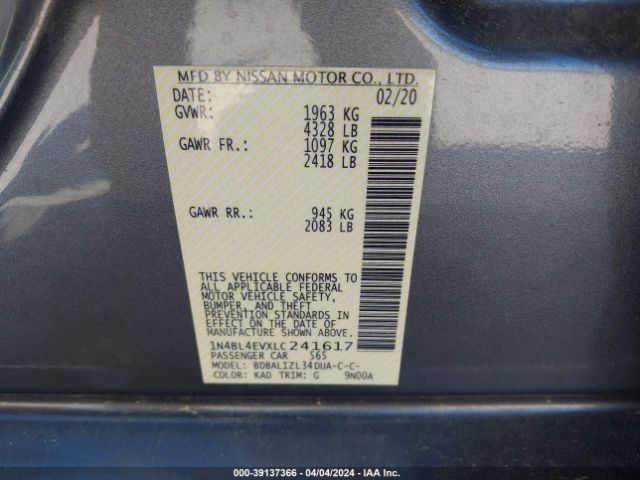 Photo 8 VIN: 1N4BL4EVXLC241617 - NISSAN ALTIMA 