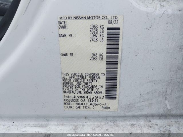 Photo 8 VIN: 1N4BL4EVXNN422952 - NISSAN ALTIMA 