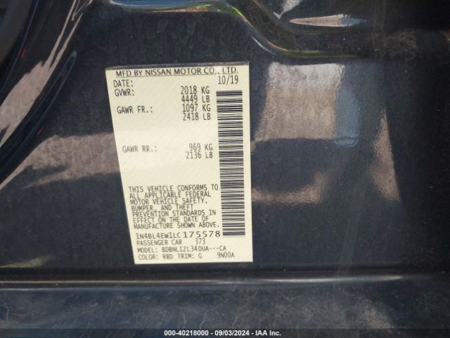 Photo 8 VIN: 1N4BL4EW1LC175578 - NISSAN ALTIMA 